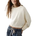 thumbnail image 2 of Liacowi Women Juniors Knitted Cropped Sweater Long Sleeve Solid Color Pullover Retro Jumpers Tops Fall Loose Knitwear for Teen, 2 of 6