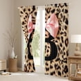 thumbnail image 3 of Erosebridal Pink Coquette Bow Black Out Curtains For Kids,Cheetah Print Letter B Monogrammed Curtains Pack of 2 (42x63 Each), 3 of 7