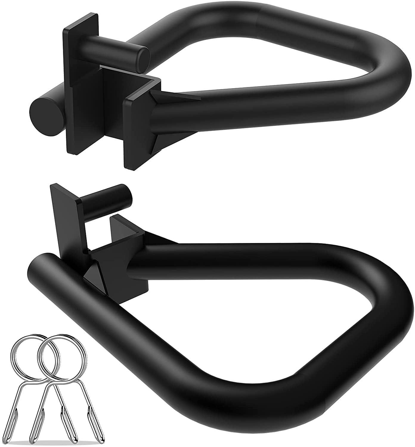 Fits 2 x 2 Tube with 1'' Hole Power Cages Balelinko Set of 2 Steel J-Hooks Bonus a Pair of Free Spring Clip Collars Rings J-Cup Barbell Holder Power Rack Attachment 