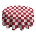 thumbnail image 4 of Red and White Checkered Pattern Round Tablecloth 60"x60",Wrinkle Wipeable Table Cloth for Kitchen Dining Room Picnic Patio Party, 4 of 6