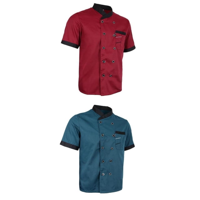 Chaqueta de 2 piezas Uniforme Manga corta Hotel Rojo Baoblaze Chaqueta de cocinero para hombre