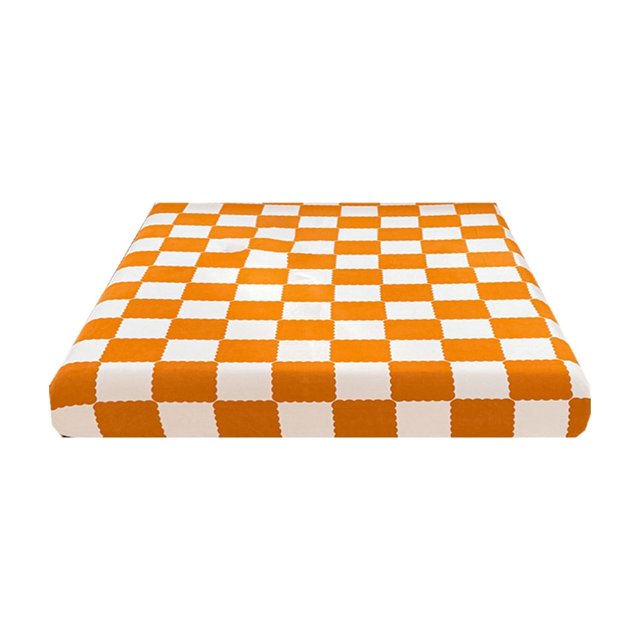 Maplenight CAL King Size Fitted Sheet, Bed Sheet – Winter Warm, Breathable, Non-Slip Quilted, Classic Checkerboard Design, Soft Cotton Fabric for Skin Care Orange