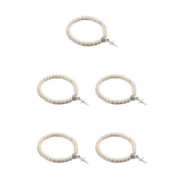 Youkk Lightweight Cross Pendant Bracelets For Effortless Style Unisex Beaded Bracelets Yellow thread pine 5Set