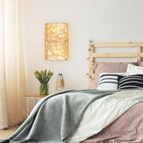 Arturesthome Rustic Wall Lamps, Retro Bohemian Sconce Lights, Natural Rattan Woven Lampshade for Bedside House Reading Living Room Bedroom Kitchen Corridor Lantern