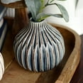thumbnail image 4 of Iconic Scandi Baby Bud Vases, Set of 3, Fluted, Ivory, Faded Teal, and Dark Grey, Crackle Suffused, 4.25 Diameter x 4.75 Inches Tall, Modernist Home, 4 of 7