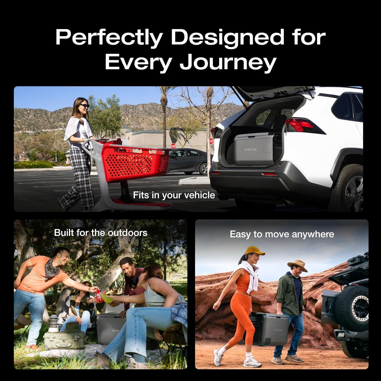 EF EcoFlow GLACIER Classic 35L Portable Fridge Freezer with Battery, 43H Cooling Car Refrigerator, Battery Powered with App Control, 6 Charging Options, Fast&Quiet Electric Cooler for Camping, RV