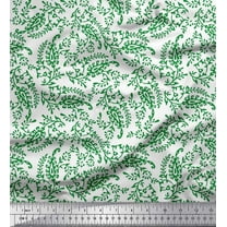 Soimoi Rayon Crepe Fabric Leaves & Paisley Block Printed Fabric 1 Yard 46 Inch Wide