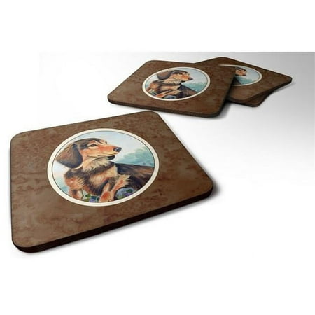 

Long Hair Chocolate & Cream Dachshund Foam Coaster Set of 4