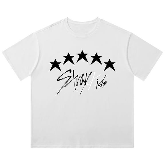 Kpop Stray Kids 5-Star Logo Vintage Wash Tee Cosplay Women Men Fashion Short Sleeve Cotton T-Shirts