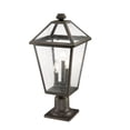 thumbnail image 5 of Z-Lite Talbot 3 Light 23" Clear Glass Steel Outdoor Mounted Lamp Pier in Black, 5 of 7