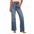 thumbnail image 2 of Wide Leg Jeans for Women High Waisted Stretchy Straight Pants Leg Boyfriend Baggy Jeans Blue L, 2 of 8