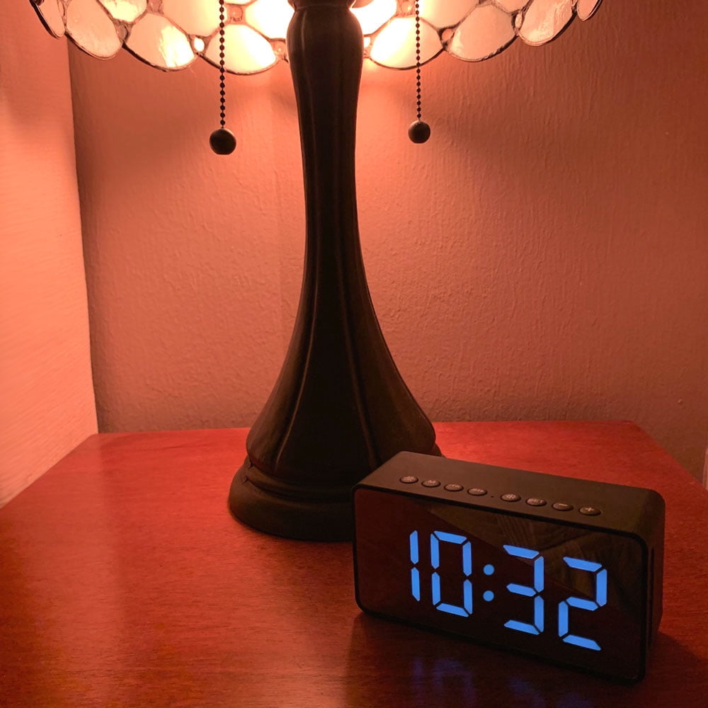 Alarm Clock, Radio, Bluetooth Wireless Speaker - Nightstand Large Display Clock - Black