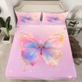 thumbnail image 2 of Homewish Gradient Colorful Butterfly Twin Sheet Sets,Flying Animal Twin Fitted Sheet,Pink Loves Pattern Flat Sheet For Girls Kids,Super Cozy Room Decor,3-Piece, 2 of 7