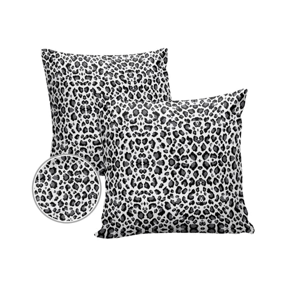 Pack of 2 Outdoor Pillow Covers, Black and White Leopard Print Waterproof Square Throw Pillowcase Cushion Decorative Pillow Covers for Couch Patio Tent, 20x20 in