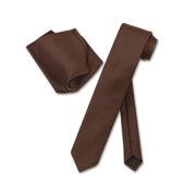 Vesuvio Napoli CHOCOLATE BROWN Skinny 2.5" NeckTie Handkerchief Neck Tie Set