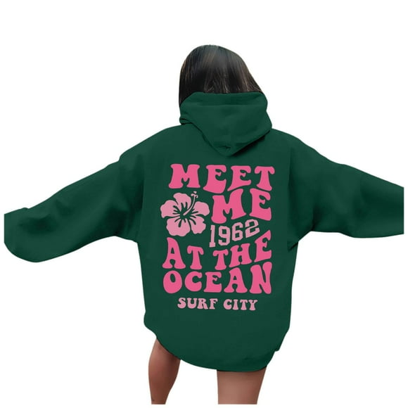 2025 Puawkoer Hooded sweater 1PC Top Zip Up Hoodie Hoodies for Women Womens Oversized Sweatshirts Sweat Shirts White Hoodie Women's Letter Print Hoodies Long Sleeved Hoodie With Pockets