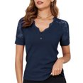 thumbnail image 3 of JustVH Women Lace Tops Knit Sexy Slim Fit V Neck Tunic T-Shirts, 3 of 6
