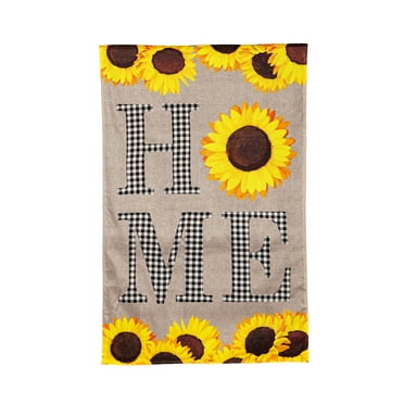 Sunflower Home House Burlap Flag