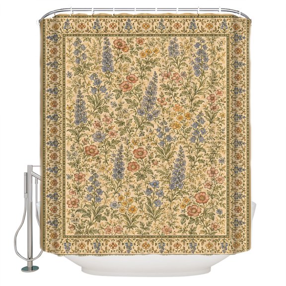 Vintage Botanical Bathroom Shower Curtains with 12 Hooks Polyester Waterproof Shower Curtain for Stalls and Bathtubs Countryside Foliage Rustic Decorative Bathroom Privacy Curtain 72x96 Inches