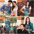 thumbnail image 4 of Colorful Tropical Leaf Pattern Apron-Garden Aprons for Women with Pockets-Cotton Linen Waterproof Kitchen Cooking Gardening Aprons Adjustable for Kitchen,Cooking,BBQ and Salon 33x27 Inch, 4 of 7