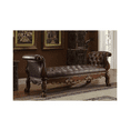 thumbnail image 2 of ACME Dresden Faux Leather Tufted Upholstered Bench in Cherry Oak, 2 of 3