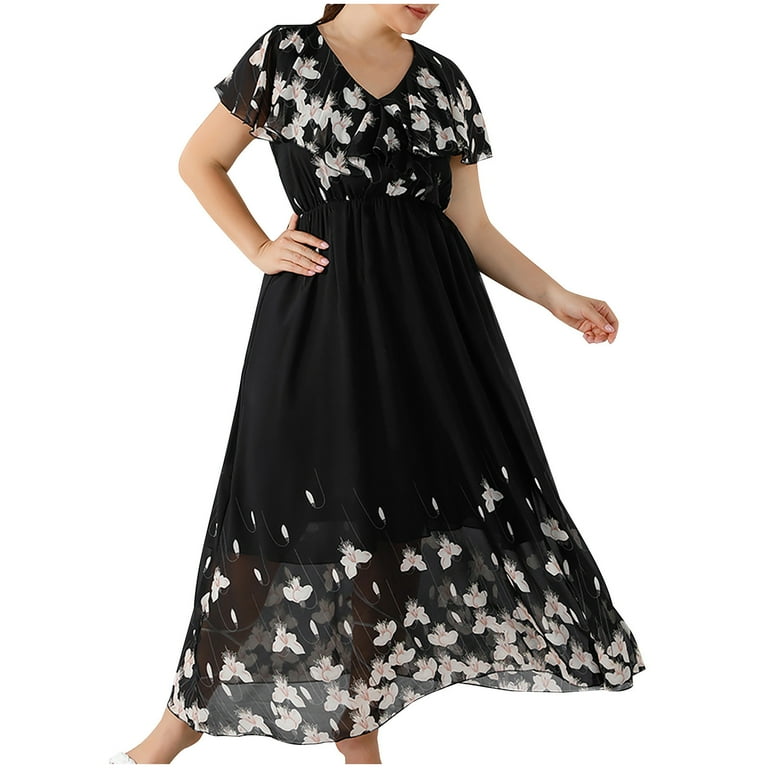 Plus Size Wedding Guest Dresses Elegant Long Evening Gown with Drop V-Neck  High Waist Chiffon in Blue Grey - Walmart.com