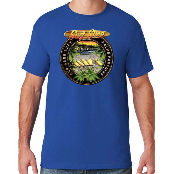 Mens Manu Bay Surf Company CIRCLE SURFING T-shirt, Medium Royal Blue