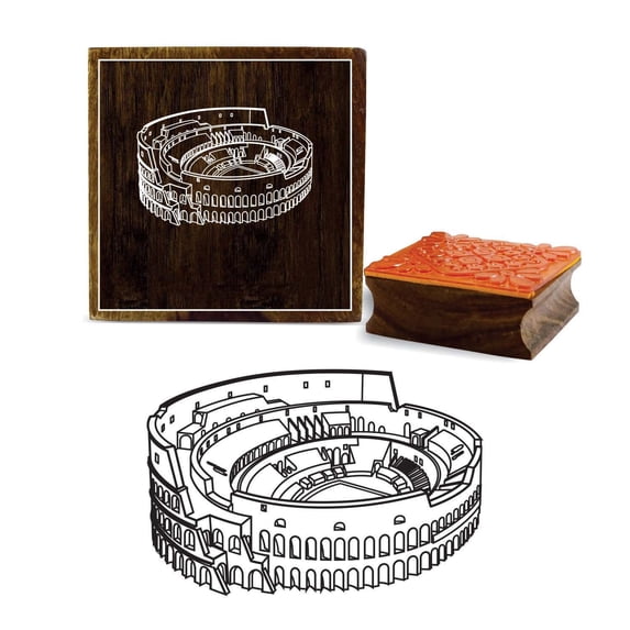 Printtoo Colosseum Pattern Wooden Rubber Square Stamp Scrap-booking Craft Textile-2 x 2 Inches