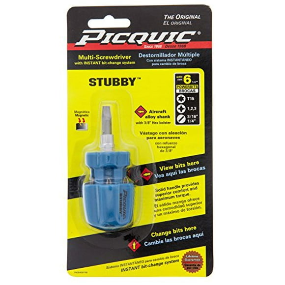 Picquic Stubby Multi-bit Screwdriver Colors Vary