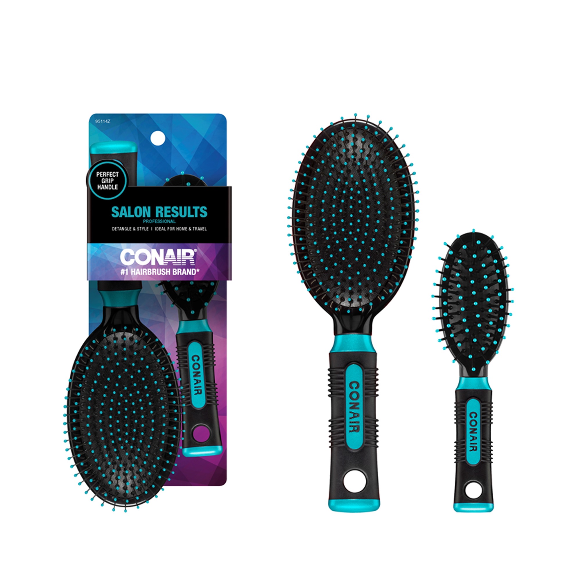 Conair Professional Travel and Full-Size Cushion Hairbrush Set, Colors Vary, 2 Piece Set - image 5 of 8