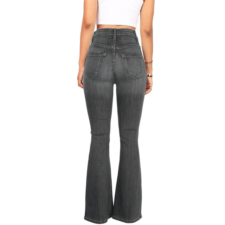 本日までHIGH WAIST BELL-BOTTOM DENIM PANTS ZAKAY High Waisted Bell Bottom Jeans for Women Flare Jeans