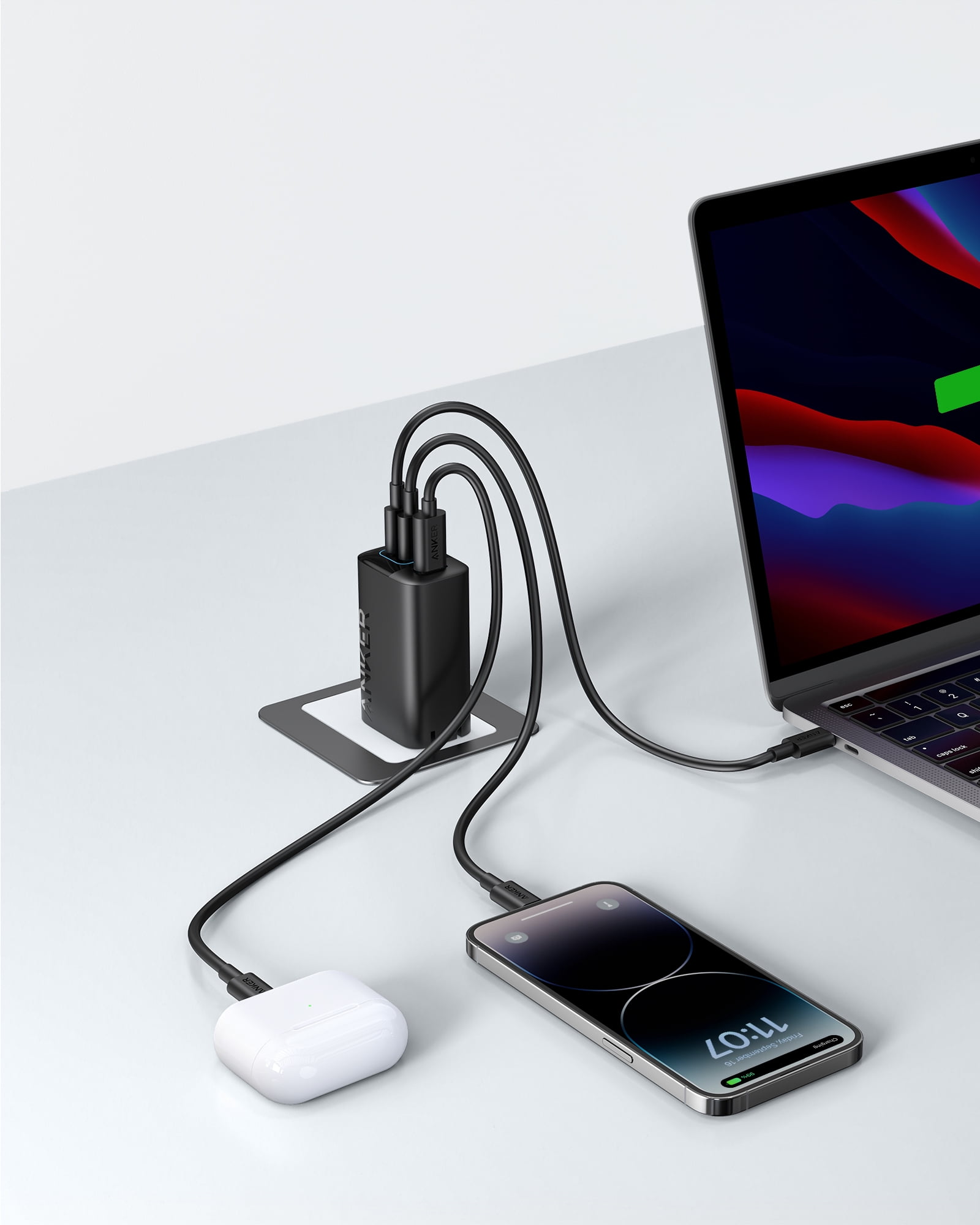 Anker 67W 3-Port Wall Charger (2 USB-C + 1 USB-A), Power Delivery Fast Charger