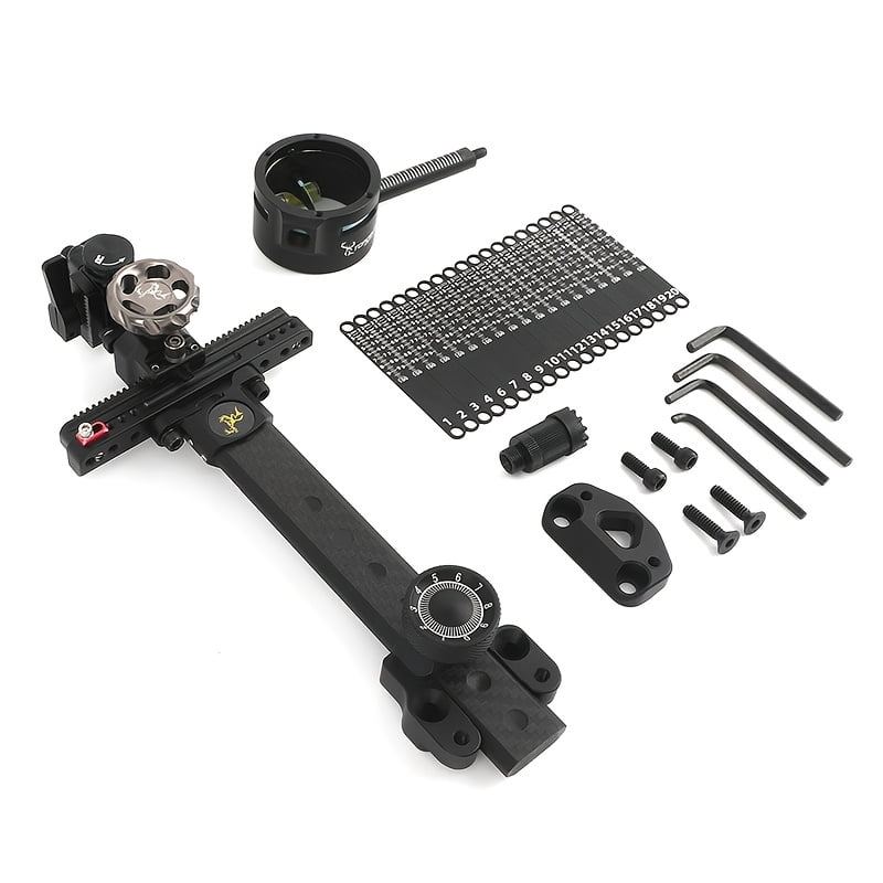 1pc Heavy-Duty Aluminum Compound Bow Sight with 8X Magnifying Scope, Adjustable aiming light & Quick-Adjust Gears, Micro-Adjustable for Precision Shooting - Compatible with All Compound Bows