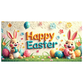 thumbnail image 3 of LUUFILx Easter Bunny Backdrop Banner Flower Eggs Decorations Spring Festival Celebration Party Supplies Floral Photography Props Background, 3 of 8