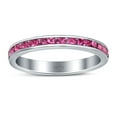 thumbnail image 2 of Full Eternity Stackable Band Wedding Ring Ruby CZ 925 Sterling Silver Size 11, 2 of 5