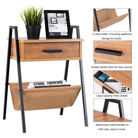 Gymax Accent End Side Sofa Table Nightstand Drawer Display Storage