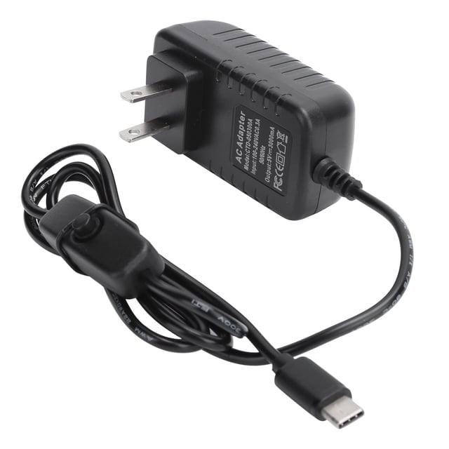 FUENTE DE ALIMENTACIÓN PARA 4B, Adaptador de Potencia Tipo-C Alta Eficiencia de Trabajo de 1 Cable metropolitano 100-240V 5V 3A Contruptor de Encendido/APAGADO El