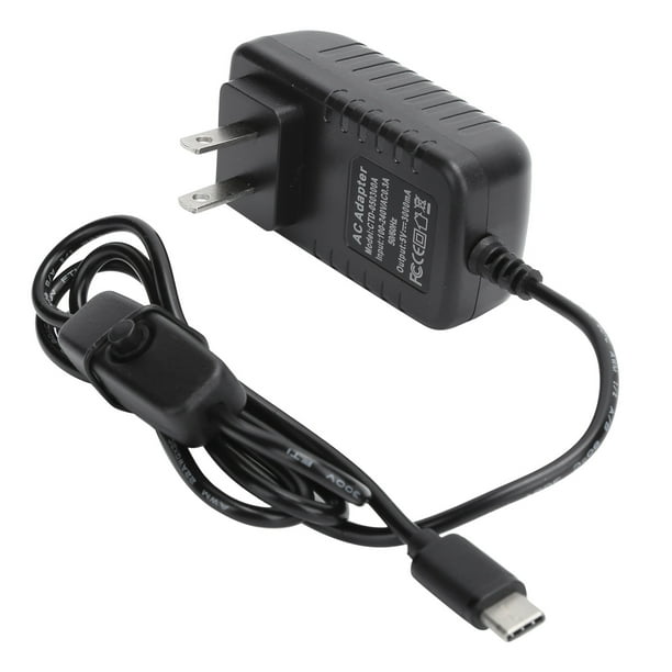 FUENTE DE ALIMENTACIÓN PARA 4B, Adaptador de Potencia Tipo-C Alta Eficiencia de Trabajo de 1 Cable metropolitano 100-240V 5V 3A Contruptor de Encendido/APAGADO El
