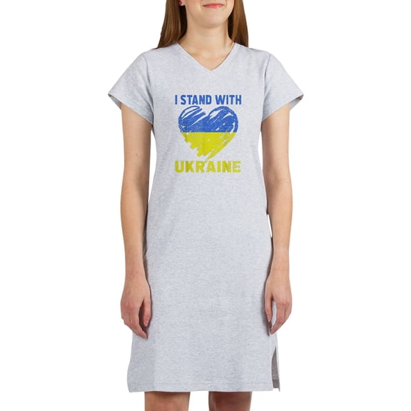CafePress - Ukrainian Lover I Stand With Ukraine Heart T Shirt - Women's Nightshirt