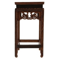 EXHUMKY 1Pack Wood Small Stool Dark Brown Rectangular for Indoor Use Homeowners