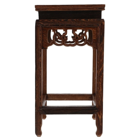 EXHUMKY 1Pack Wood Small Stool Dark Brown Rectangular for Indoor Use Homeowners