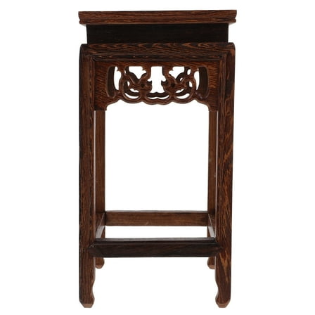 EXHUMKY 1Pack Wood Small Stool Dark Brown Rectangular for Indoor Use Homeowners