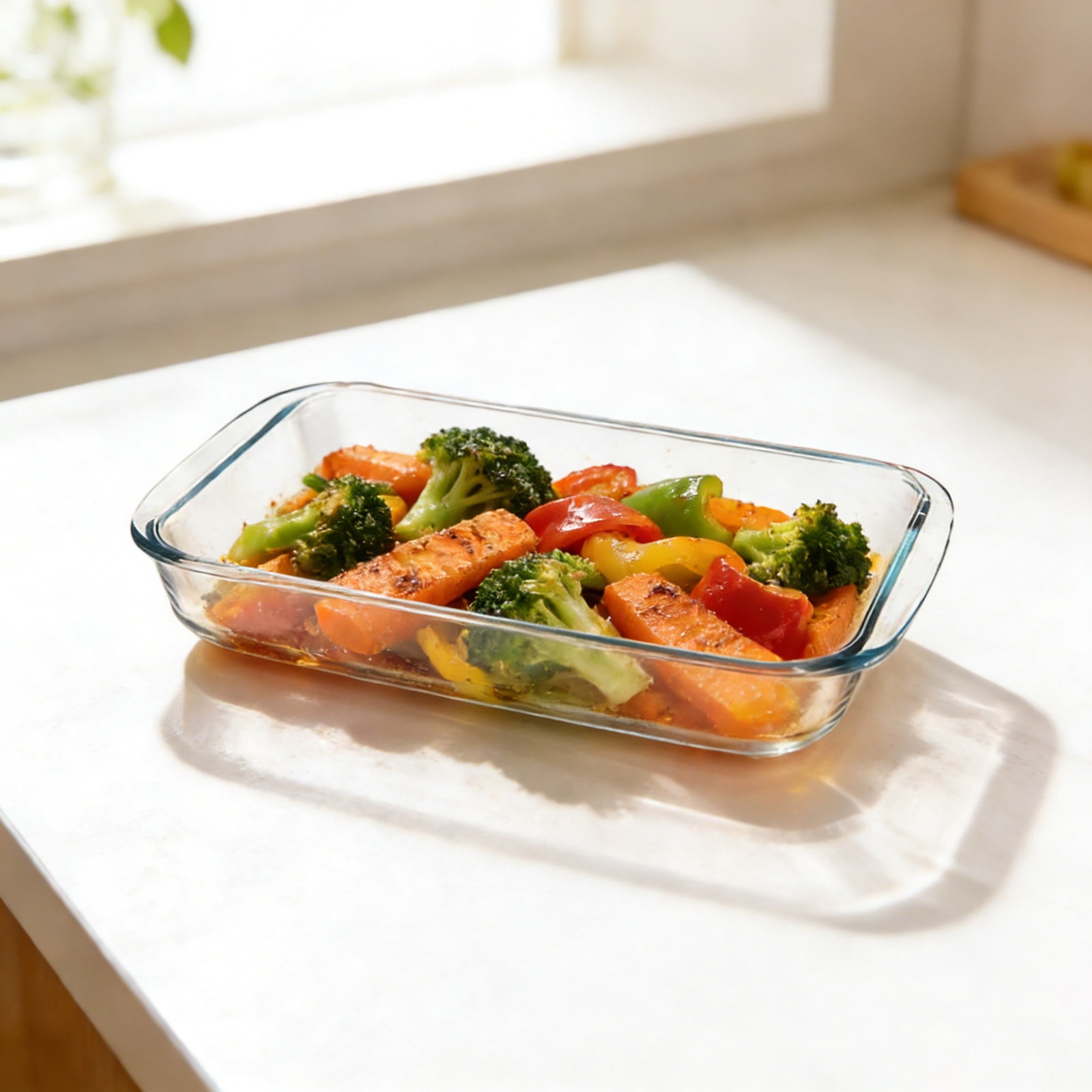 Glass Baking Dish & Oblong Cake Pan for Oven, Tempered Oven Safe Lasagna Pan, Non Stick Cookie Sheet & Roasting Pan Set for Baking, Cooking, and Dishwasher Safe Use 13.54x8.27x1.97IN