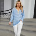 thumbnail image 1 of Camiseta de rayas de bloqueo de color elegante para mujer, Tops de empalme de botones con cuello en V, camisetas de manga larga informales para mujer, primavera y otoño, 1 of 5