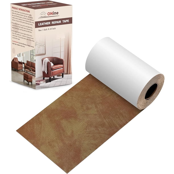 Parche de reparación de cuero, cinta de reparación de cuero, parche de reparación de cuero de 3 x 60 pulgadas para muebles, kit de reparación de vinilo, parche de cuero para sofás, muebles, asientos d