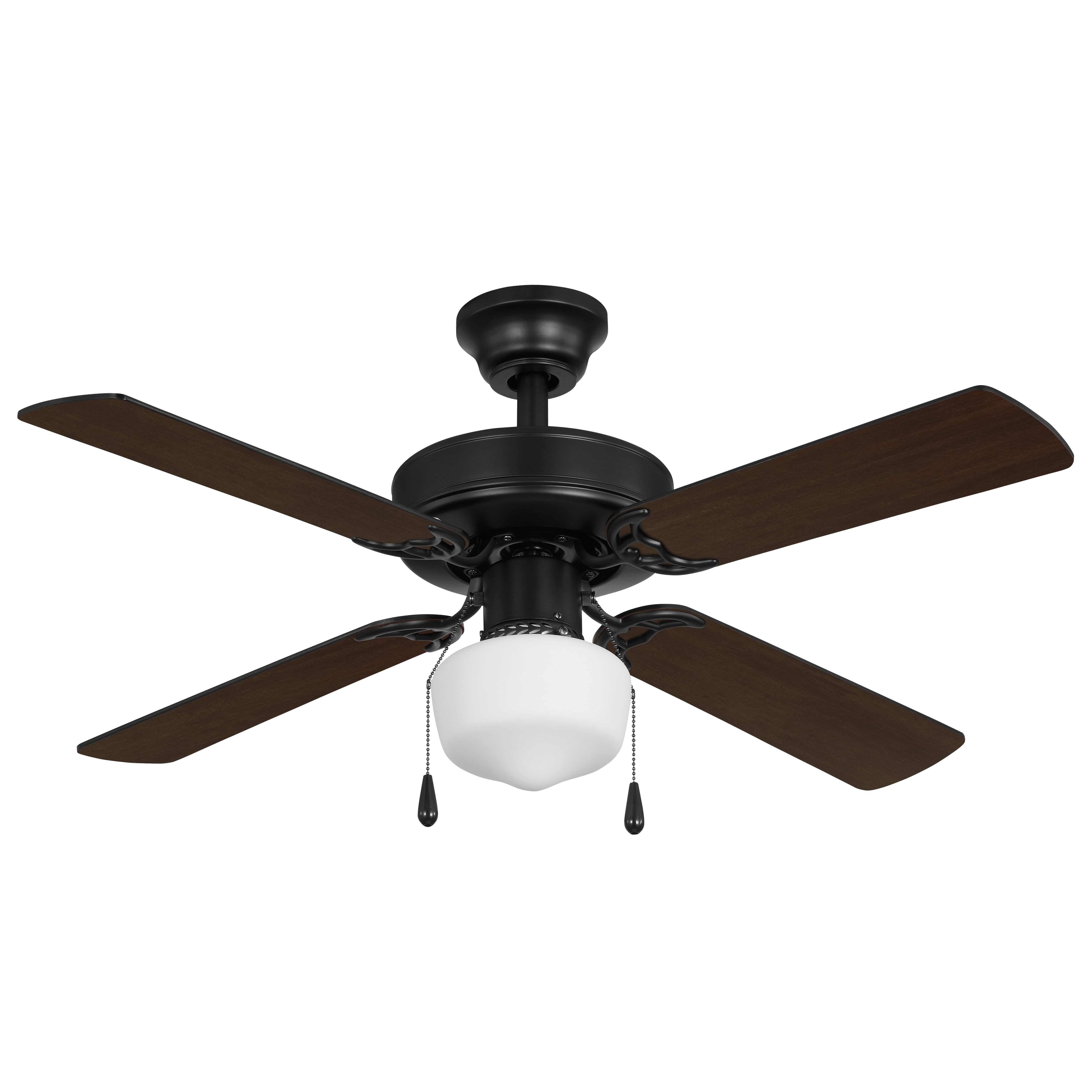 Mainstays 42 Inch Indoor Ceiling Fan with Light, Downrod Mount, Black