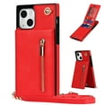 thumbnail image 1 of Allytech for iPhone 14 Plus 2022 Case with Crossbody Strap, PU Leather Stand Wallet Purse Case with Credit Card Slots Zipper Pocket Detachable Shoulder Strap Case for iPhone 14 Plus 6.7", Red, 1 of 12