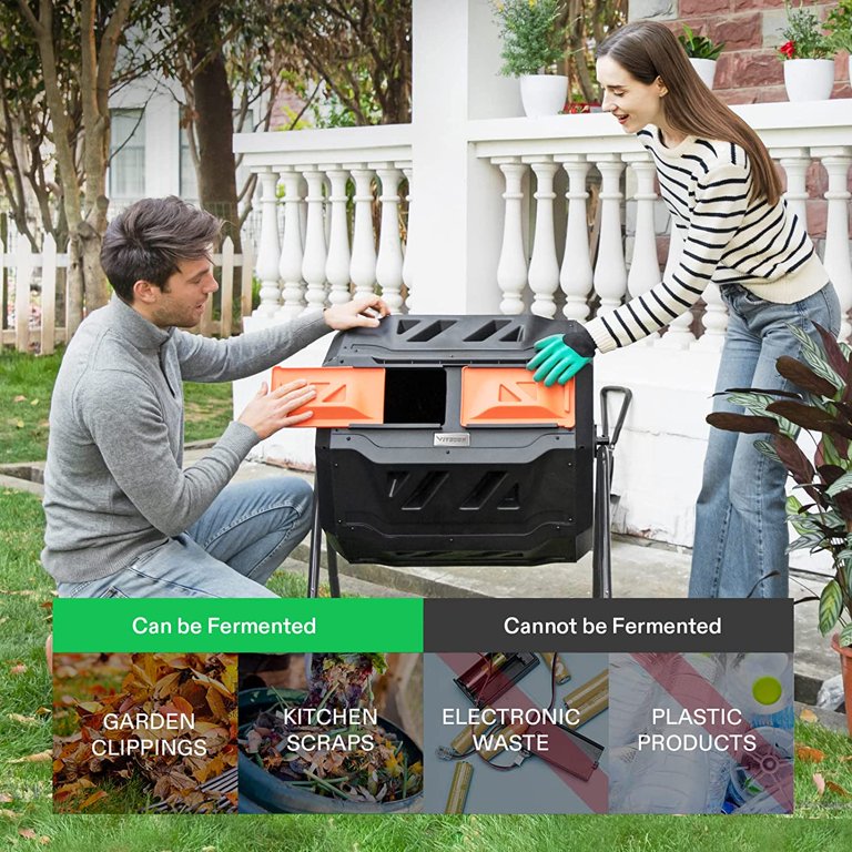 VIVOSUN Outdoor Tumbling Composter Dual Rotating Batch, 53 OFF