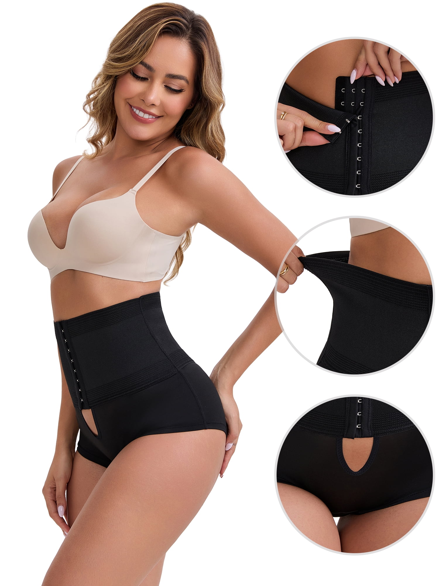 DARING DIVA Women's High-Waisted Shaper Knickers Tummy Control Half-Hip Shorts 3XL Black