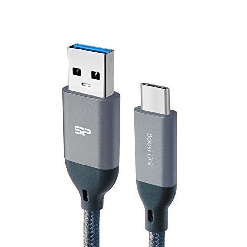 Silicon Power Qc 3.0 Câble de Charge Rapide USB Type-c vers USB-A 3.0, Câble de Charge en Nylon Tressé 3.3 Pieds, Gris